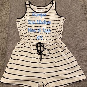 White w/ Black Stripes Tank Romper w/ Pockets